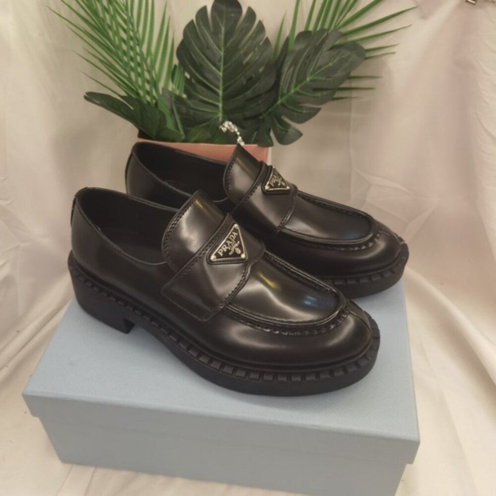 Prada Women's Glossy Black Loafers